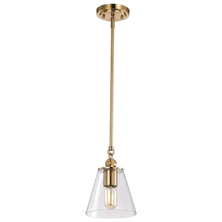 Dover 1-Light Small Pendant Vintage Brass With Clear Glass